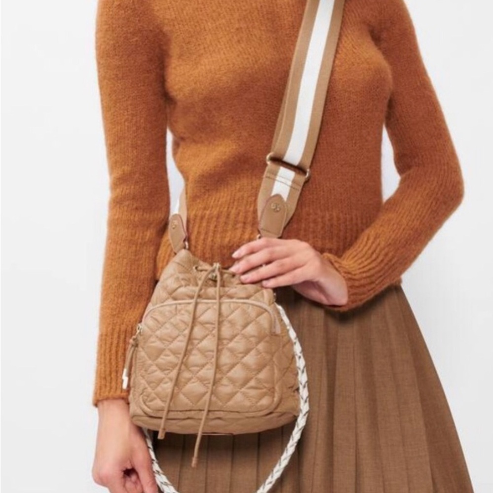 MZ Wallace Beige Quilted Crossbody Bag